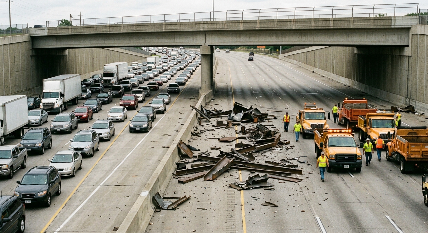 IH69 Debris Causes Major Lane Closures and Traffic Backups in Texas