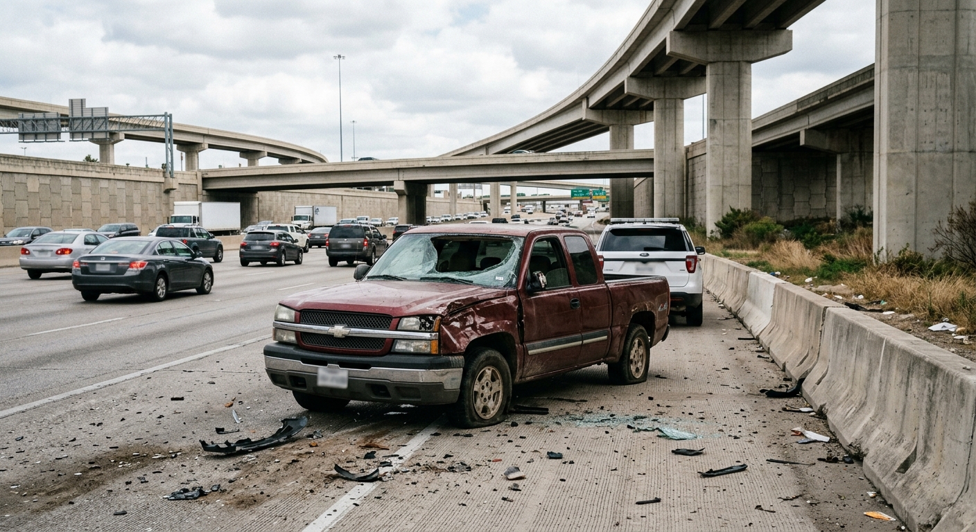 Suspect Sought After Early Morning Stolen Truck Chase Ends in Houston Crash